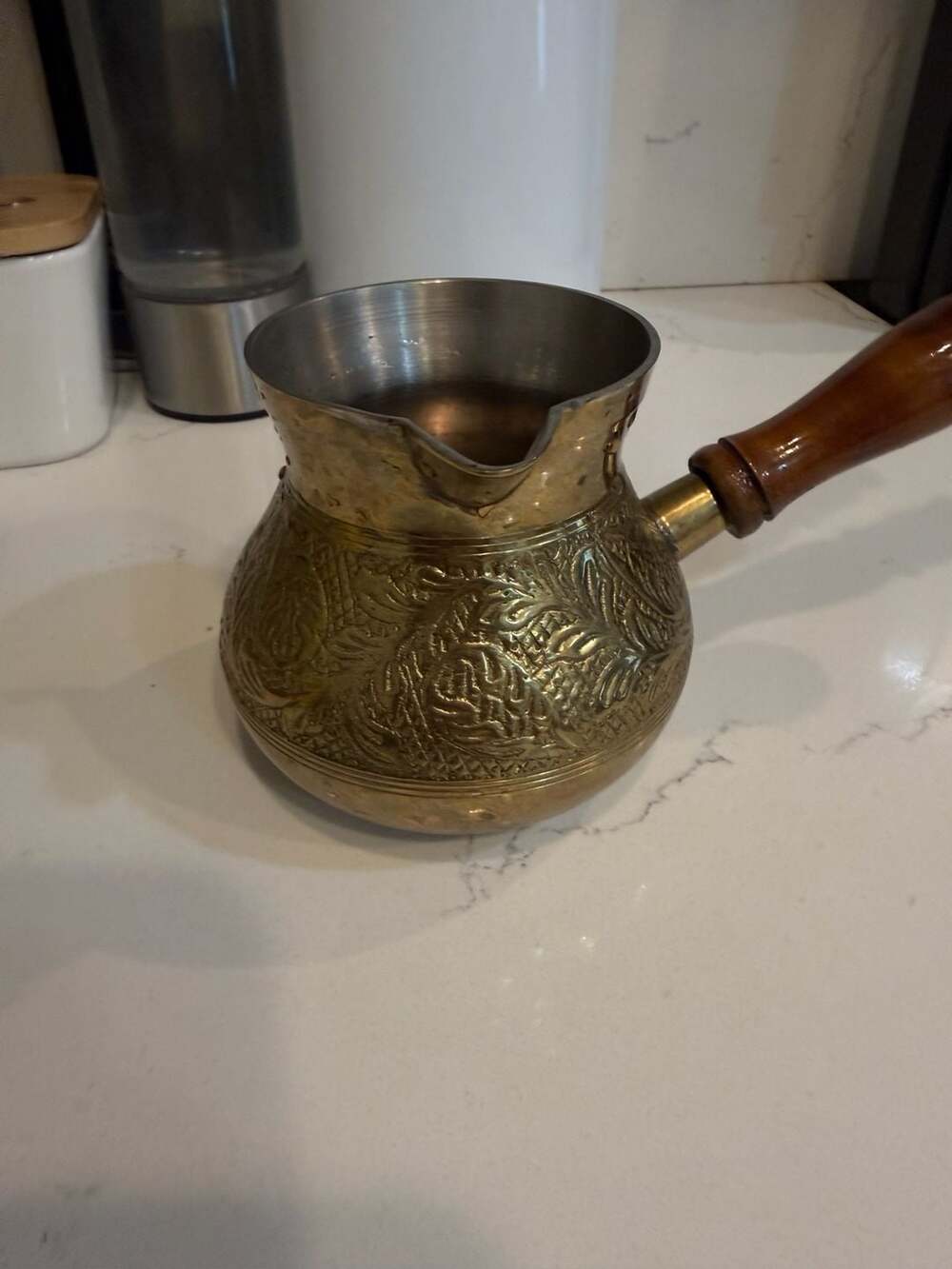 Sharvgun Golden Turkish Greek Arabic Coffee Pot Brass Metal Coffee Maker